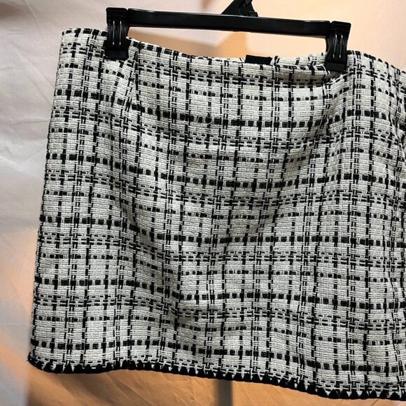 Laundry by Shelli Segal Textured Tweed Mini Skirt Black White XL - Picture 5 of 11